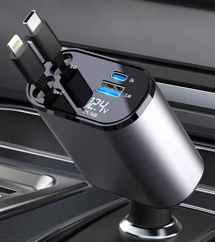 4 IN 1 100w Retractable Car Charger